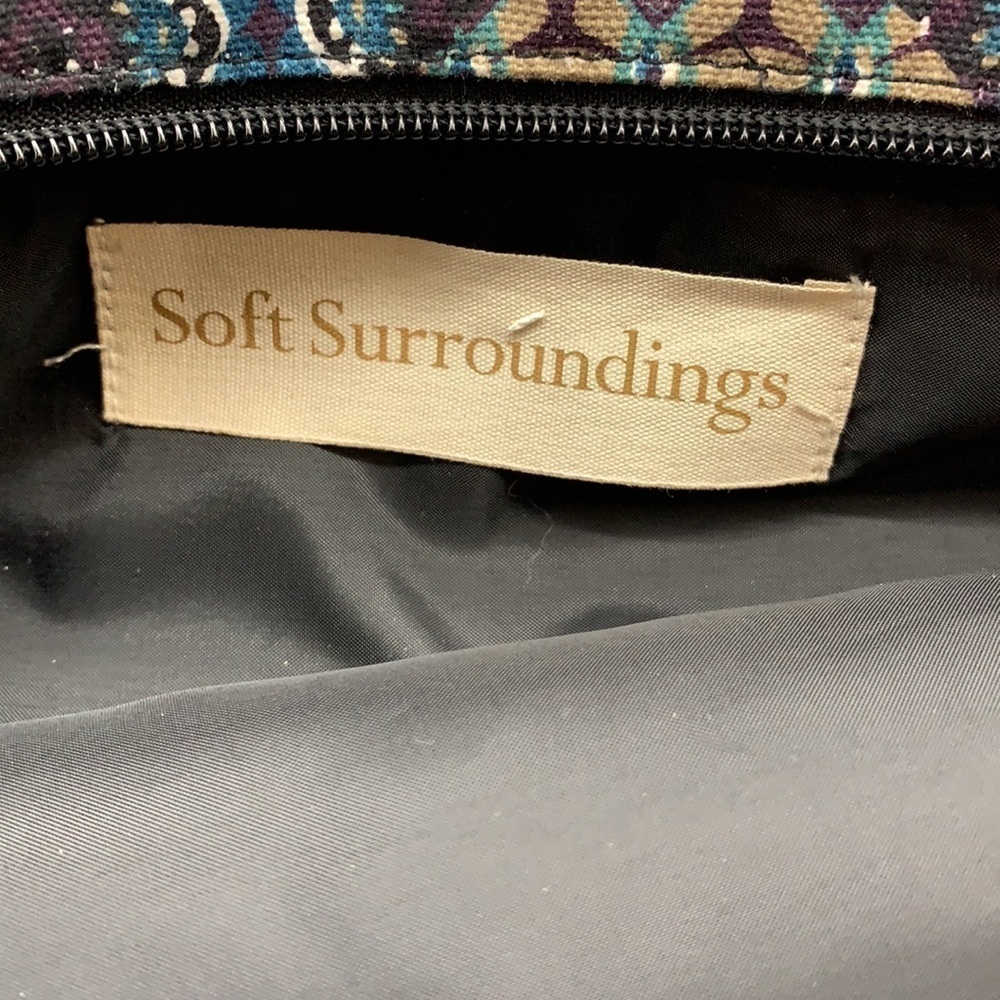 Soft Surroundings Black Blue Patterned Large Tote… - image 6